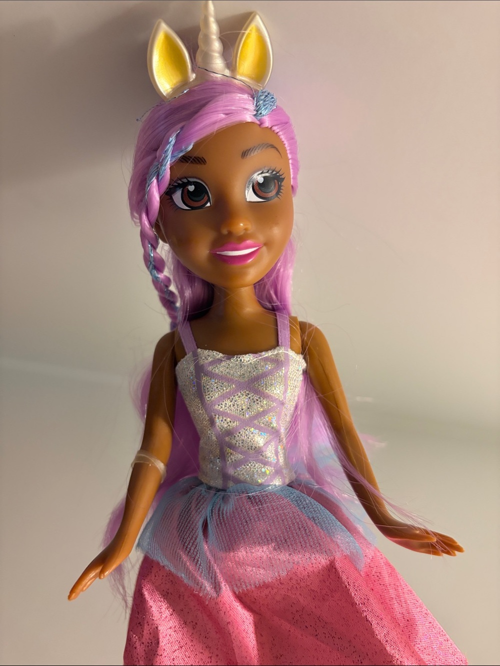 Unbranded Pink Unicorn Princess Doll with Purple Hair